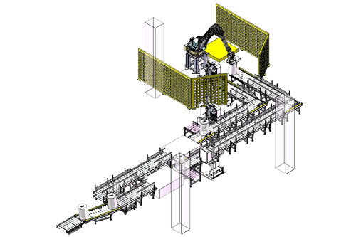 桶式物料裝箱碼垛輸送線 桶式物料裝箱碼垛輸送線